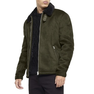 Veste en cuir tendance à fermeture éclair pour hommes Prix bon marché Coupe régulière Vêtements d'hiver lourds Veste en cuir suédé pour hommes - Product Image 1