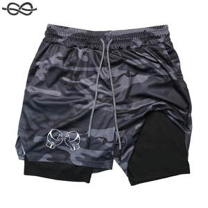 Pantalones cortos de boxeo de moda Gimnasio Deportes Boxers Trunks Double-Deck 2 en 1 Entrenamiento de secado rápido Gimnasio Comfort Fitness Summer Running Shorts - Product Image 3