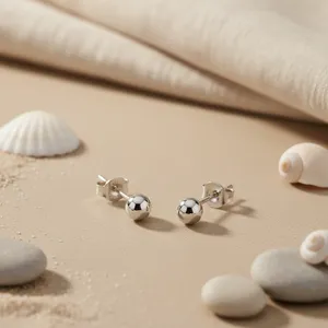 Boucles d'oreilles en argent 925 avec zircon, tendance minimaliste, à porter tous les jours, bijoux unisexes pour mariage - Product Image 3