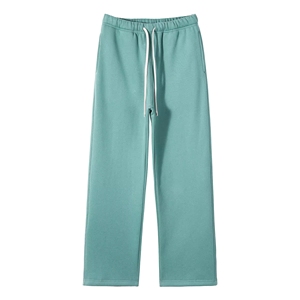 Haute qualité mi plaine teint sports d'hiver pantalons de survêtement solide polaire Joggers taille élastique automne droit lourd Service OEM - Product Image 4