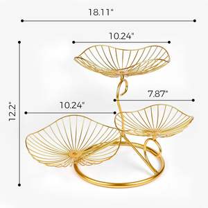 Soporte de cesta de frutas dorado de 3 niveles estructurado altamente notable, Frutero de Metal moderno para el hogar, cocina, decora tu mesa - Product Image 2