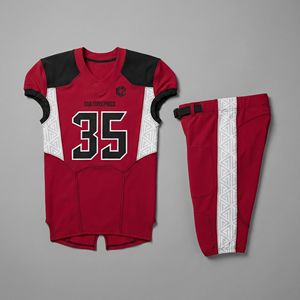 Conjunto de Uniforme de Fútbol Americano Premium en Rojo Intenso, Tela Transpirable, Costuras Reforzadas, Impresión de Número Personalizada, Pantalones Duraderos - Product Image 5