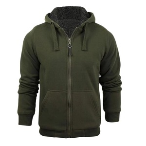Sudadera con capucha térmica gruesa de 380g transpirable y respetuosa con el medio ambiente forrada de Sherpa de invierno para hombre al por mayor con bolsillo de canguro dividido - Product Image 4
