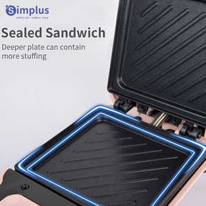 Simplus - Plancha Eléctrica Antiadherente de Doble Cara de 3 Minutos y 650W, Compacta, para Sándwiches y Waffles, Fácil de Limpiar - Product Image 6