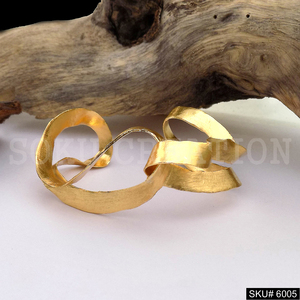 SOKU Gold Plated Christian Designer Handmade <b>Hammered</b> Statement Style Cuff and <b>Bangle</b> for Anniversary Occasion SKU6005 - Product Image 3