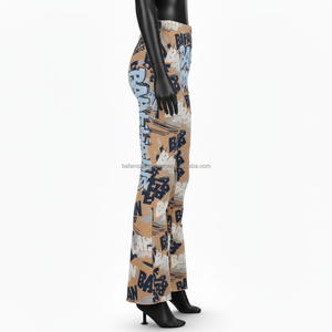 Pantalon évasé taille haute pour femme, 220GSM polyester spandex, coupe confortable, imprimé graphique intégral, logo personnalisé, sublimation, pantalon évasé pour femme - Product Image 4