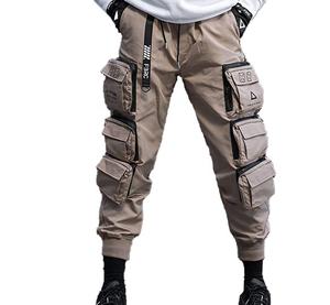 <b>Men</b> Loose Male Side Pocket Polyester Trousers Sport <b>Zip</b> Slit Flared Sweatpants Cargo Jogger <b>With</b> Woven Cargo Pants - Product Image 5