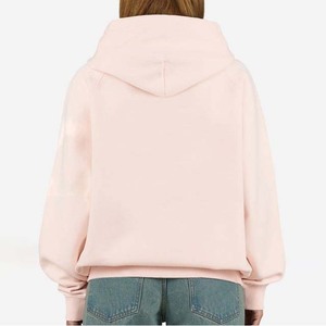Women's <b>Light</b> Pink Hooded Zip-<b>Up</b> Sweatshirt Solid Color Full Sleeve Cotton Knitted Autumn Casual Wear Regular Fit - Product Image 2