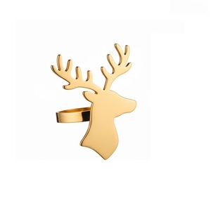 Nouvel anneau de serviette en métal, design feuille sacrée, plaqué or, anneau de serviette de Noël en métal, prix de gros, anneau de serviette de table de Noël - Product Image 4