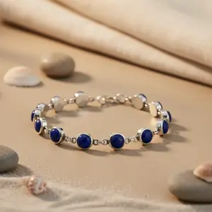 Pulsera de Cuentas Plateadas para Mujer con Piedra de Lapislázuli, con Jade, Ópalo, Ónix, Amatista, Cuarzo, Perla, Múltiples Elegantes - Product Image 2