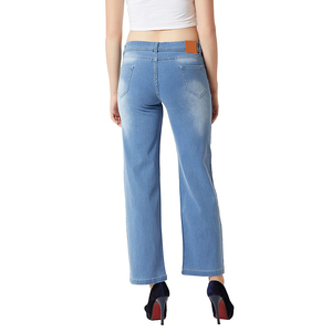 กางเกงยีนส์ขาตรงเอวสูงสำหรับผู้หญิงกางเกงเดนิมแบบลำลองล้างระบายอากาศได้ดี - Product Image 4