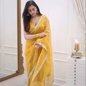 Wholesale Ready to Wear Chinon Sarees Featuring <b>Detailed</b> Embroidery Stylish Pre Stitched Saree Collection for Fashion Retailer - Product Image 1