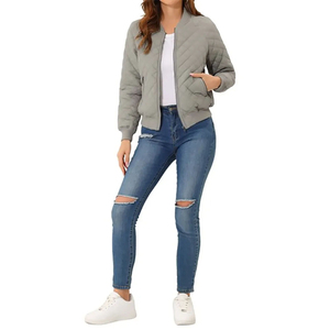 Chaqueta Bomber de Diseño Personalizado para Mujer, Talla Grande, Transpirable, de Algodón/Nailon Tejido, con Cremallera y Mangas Largas - Product Image 2