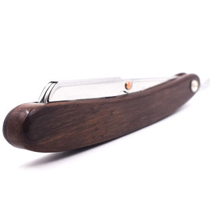 Manche en bois Rasoir de coiffeur à bord droit pour le rasage et l'entraînement au maquillage permanent Lame remplaçable en acier inoxydable - Product Image 3
