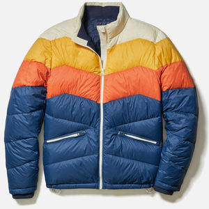 Men Multicolor Stripe Puffer Jacket Warm Winter Fashion Outerwear Color Block Down Coat Lightweight Casual Stylish Zipper - Product Image 1