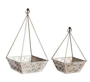 S/2 maceta colgante de Metal galvanizado maceta colgante para el hogar Decoración interior maceta colgante para sala de estar balcón decoración de pasillo - Product Image 1