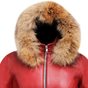 Chaqueta de Invierno de Piel de Oveja para Mujer, Diseño Nuevo OEM, con Cremallera, Capucha de Piel de Mapache, Estilo Transpirable, Forro de Sherpa de Viscosa, Venta al por Mayor - Product Image 5