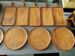 Bandeja de madera para el hogar al por mayor, bandeja de madera para servir en restaurante con asas de metal para café, bebida, aperitivo, desayuno - Product Image 6
