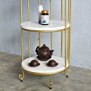 Étagère de présentation en forme de cage à oiseaux à 4 niveaux avec cadre en bronze pour salon KTB68083 - Product Image 4
