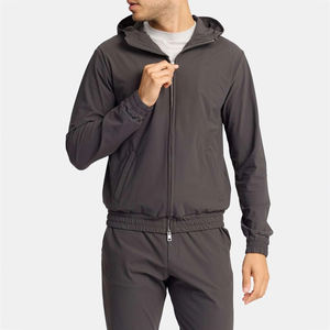 Survêtement gris ardoise pour homme 2025 avec logo personnalisé, sweat à capuche zippé, respirant, élégant, confortable pour le fitness et la performance - Product Image 5