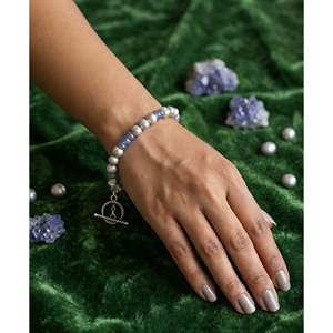 Bracelet en tourmaline et perles d'eau douce grises, bijoux élégants en perles - Product Image 1