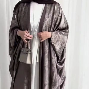 Elegante modesto bordado a mano de las mujeres importadas brillo Abayas Formal tradicional Dubai vestidos de tela transpirable - Product Image 1