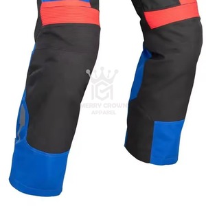 Pantalon de travail en coton à taille haute Tissu teint uni et pantalon droit à rayures incurvées multi-poches pour hommes - Product Image 2