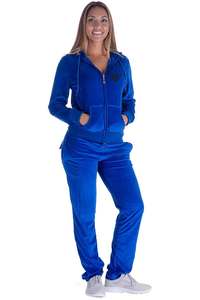 Conception de poche arrière OEM Survêtements avec fermeture éclair Hoodies et Jogging à capuche Ensembles couleur bleu marine Survêtements en velours pour femmes - Product Image 6