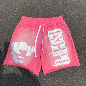 Short vintage personnalisé pour hommes, délavé à l'acide, 100% coton, taille haute, respirant, écran 3D, impression bouffante en mousse, aspect délavé au soleil - Product Image 1