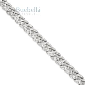 BUEBELLA JEWELS 14K plaqué or 925 bijoux en argent Sterling Moissanite 10mm glacé Hip Hop Style Miami cubain lien chaîne pour les femmes - Product Image 4