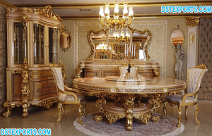 ชุดโต๊ะทานอาหารแกะสลักคุณภาพสูง,โต๊ะรับประทานอาหารมหาราชาโบราณแบบมือแกะสลักสไตล์ Maharaja - Product Image 3