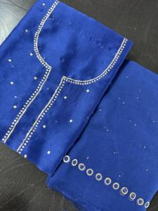 เสื้อเชิ๊ตผ้าไหมแท้หรูหราพร้อมการทำงาน mukesh และผ้าชีฟอง dupatta ยาวถึงเข่าแบบทางการผ้ายืดเอวแข็ง - Product Image 4