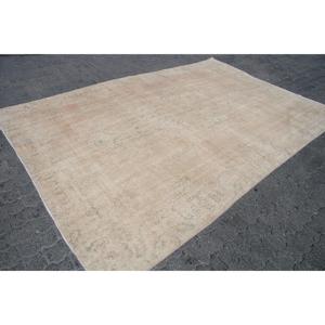 Turkish Vintage Rug 7x10.5 ft, <b>Brown</b> Oversize Camouflage <b>Wool</b> Rug - Product Image 3