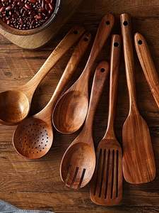 Ensemble de 6 cuillères en bois lisses pour la cuisine Ustensiles en bois de teck Cuillères en bois pour la cuisine et la maison par gm impex - Product Image 3