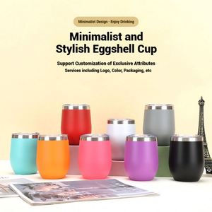 Wholesale Products 12Oz <b>Double</b> <b>Wall</b> Insulated Stainless Steel Tumbler Egg-Shaped Cup - Product Image 3