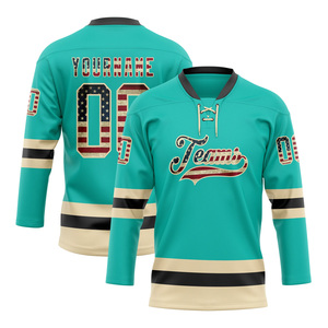 Conjunto personalizado de Jersey de hockey sobre hielo para adultos diseño reversible estampado de nombre de equipo tejido de poliéster duradero transpirable de secado rápido - Product Image 1