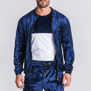 Wholesale Men <b>Velvet</b> Tracksuit Customized Logo Printing High Quality Light Weight Professional Men Tracksuit - Product Image 5