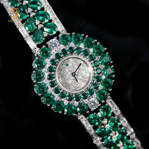 Pulsera de cuarzo de lujo para mujer Proveedores de relojes de pulsera Diseño personalizado Moda Mujer Relojes de cuarzo con diamantes verdes Diamante - Product Image 1