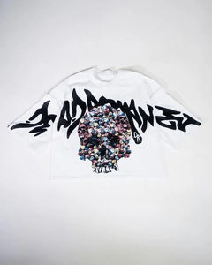 เสื้อครอปผ้าฝ้ายสะพายไหล่โอเวอร์ไซส์พิมพ์ลายดิจิตอลกราฟิกผ้าฝ้ายน้ำหนักมาก - Product Image 5