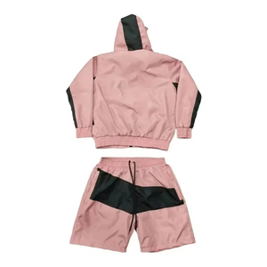 Vente en gros personnalisé 100% polyester nylon hommes design haute qualité deux pièces à capuche fermeture éclair coupe-vent ensembles courts - Product Image 3