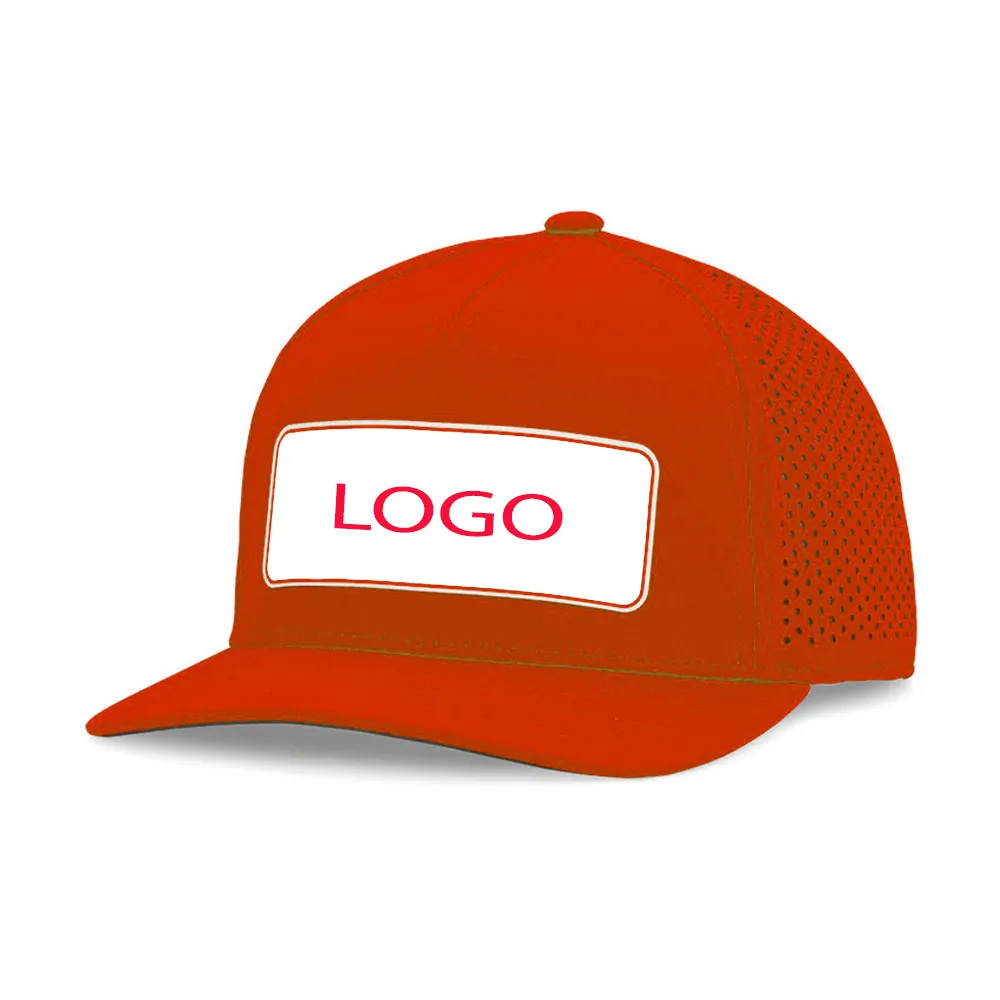 Logo personalizzato cappello da golf perforato tagliato al laser berretto snapback strutturato berretto da baseball con toppa in gomma performance cappello da golf impermeabile