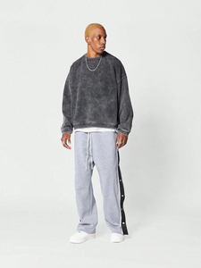 Pantalones Deportivos de Hombre con Cintura Elástica Estilo Vintage, Lavado Ácido Personalizado, Lisos, a la Moda, Talla Grande - Product Image 3