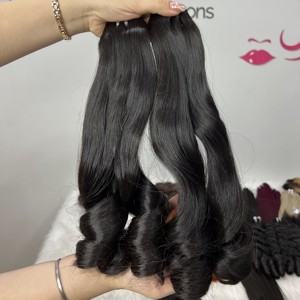NATUREL NOIR BOUNCY FUNMI OEUF BOUCLES COULEURS SUPER DOUBLE CUTICULES ALIGNÉES EXTENSIONS DE CHEVEUX HUMAINS VIETNAMIENS À DONNEUR UNIQUE - Product Image 2
