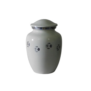 Urnes funéraires en aluminium de haute qualité pour animaux de compagnie avec empreinte de patte en étain et fournitures funéraires en métal fini bleu ciel pour cendres humaines - Product Image 3