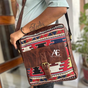 New Hot Sale Jacquard Handmade Genuine <b>Leather</b> Sling Bag Multi Use New Vintage Design Crossbody Bag Cheap Rate Bulk Product - Product Image 1