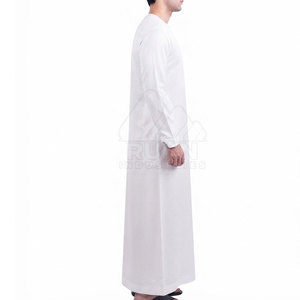 Thobe arabe de qualité supérieure pour hommes, traditionnel du Moyen-Orient, léger, respirant, en coton, coupe décontractée, manches longues, longueur cheville, col rond - Product Image 4