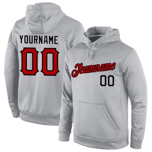 Venta al por mayor y Dropship personalizado cosido gris rojo-negro deportes pulóver Sudadera con capucha - Product Image 1