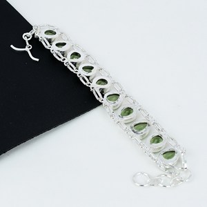 Beautiful Designer 925 Sterling <b>Silver</b> <b>Bracelet</b> with Green Amethyst Handmade Fine <b>Charm</b> Jewellery for Her Celebrate Thanksgiving - Product Image 2