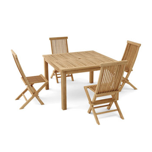 High Quality Outdoor Teak Wood Dining Set with <b>Foldable</b> Chairs and Square <b>Table</b> for Patio and <b>Garden</b> - Product Image 1
