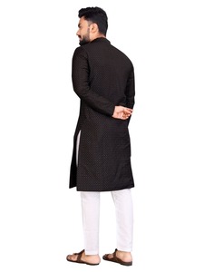 เทศกาลสวมใส่ผู้ชายสีแดงลำลอง Kurta ด้านบนขายยาวหัวเข่าชุด Kurta แฟนซีซื้อจากผู้ผลิตอินเดียในการส่งออกพระราช - Product Image 6